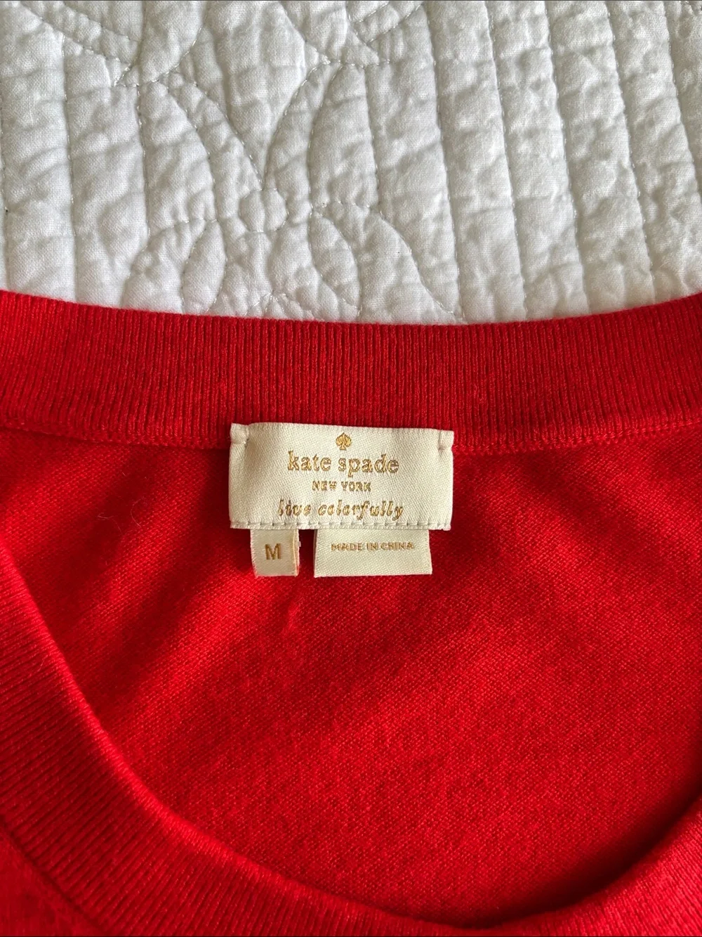 Kate Spade Somerset Bow Cuff Red Button-Front Cardigan Cashmere Blend Size M